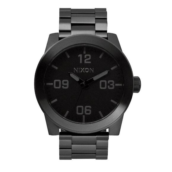 Nixon Watch Corporal SS A346-001 Analog All Black Stainless Steel Band 10ATM - Picture 1 of 12